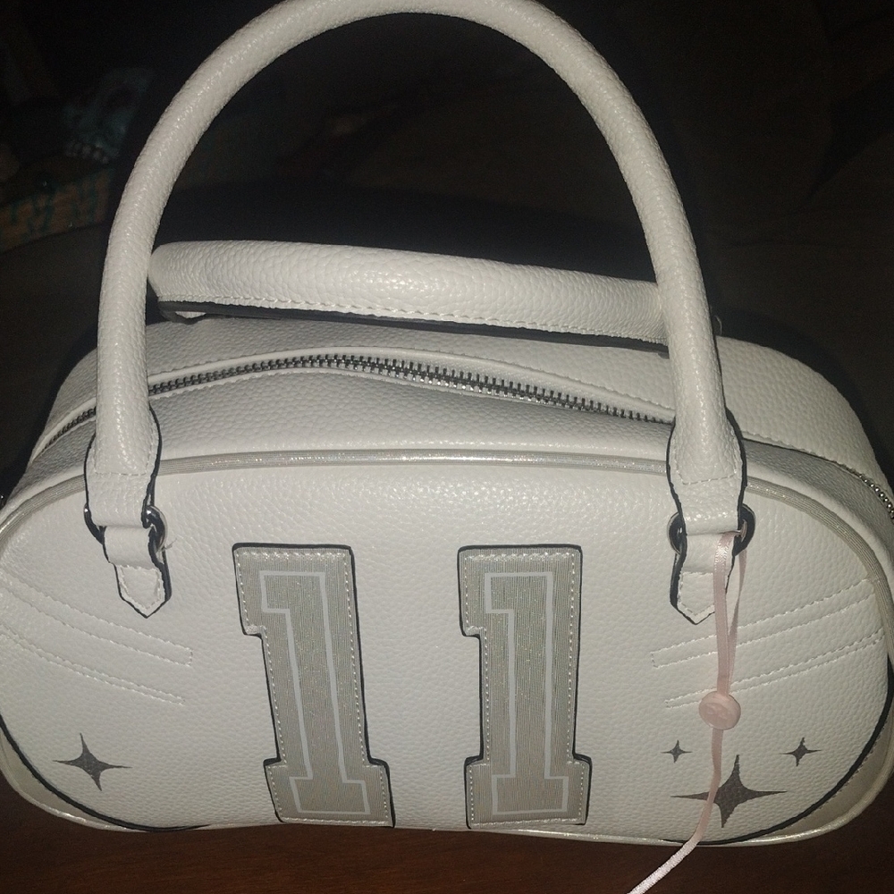 Paris Hilton Mini Bowling Bag White Bag with Silver Accents  NWOT